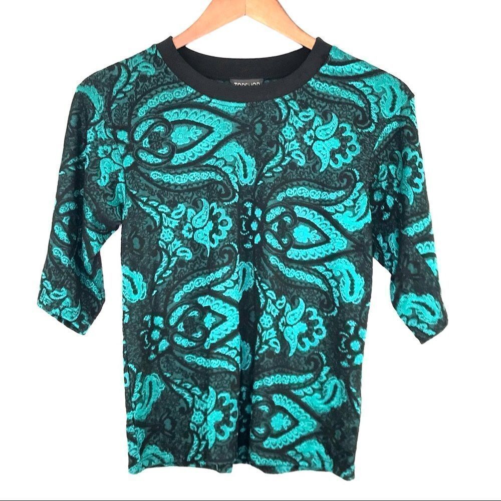 Topshop Women’s Floral Top Green Size 4